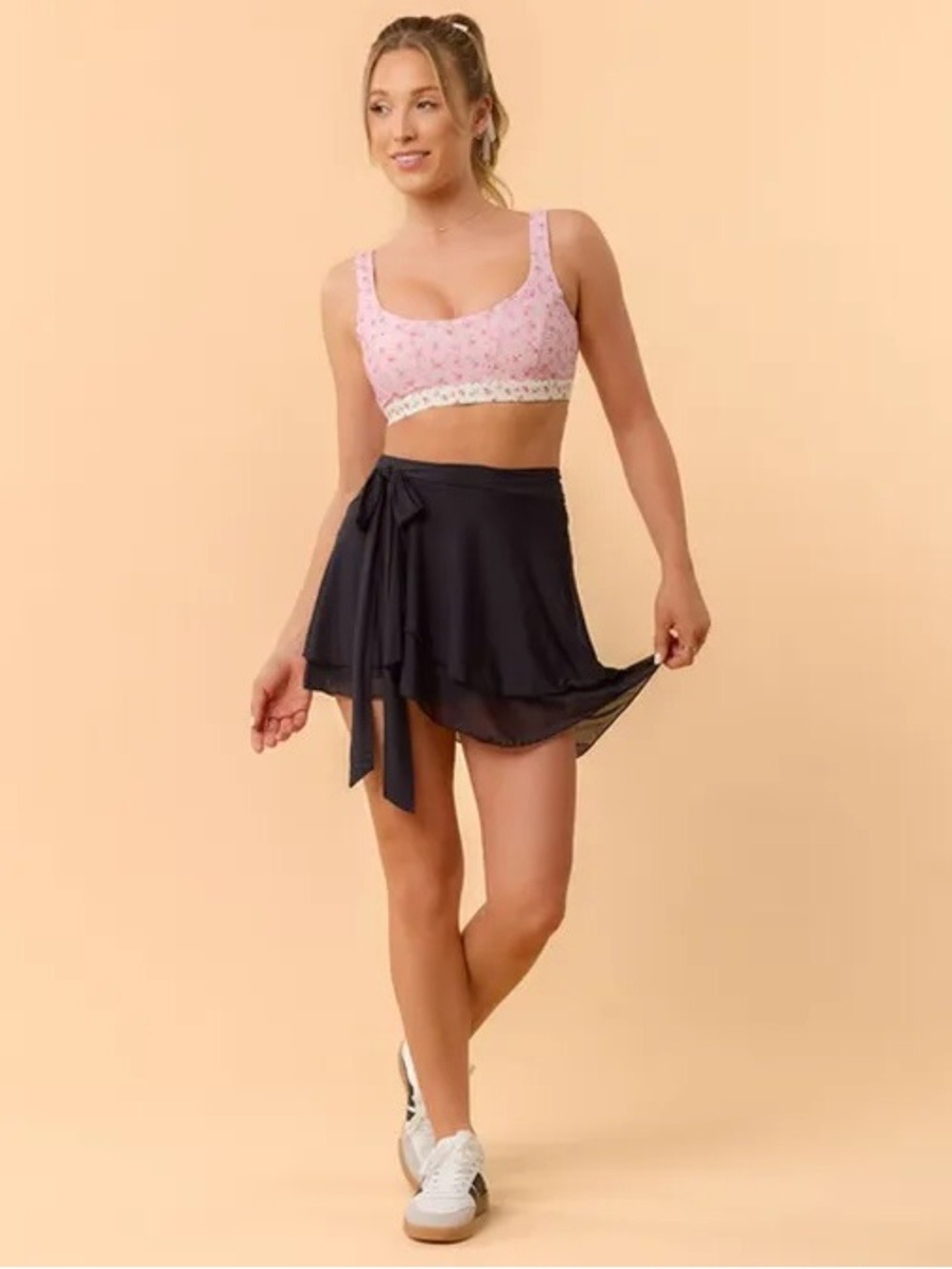 NWT Blogilates Women's Dance Studio Wrap Skort, Large - Black